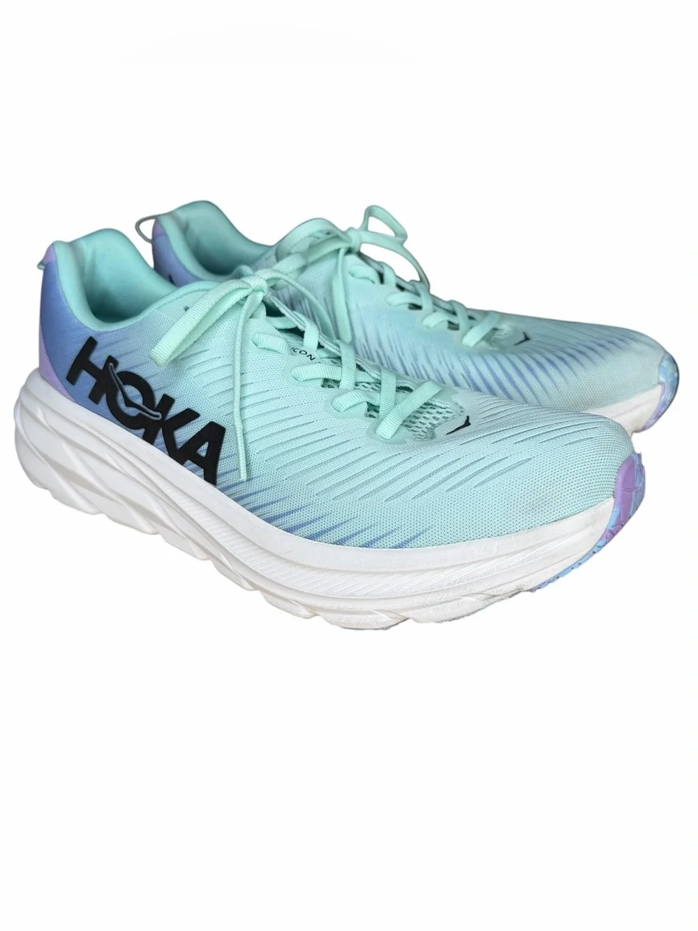 HOKA Rincon 3 Running Shoes Women’s 10.5B Mint Blue Purple Lightweight